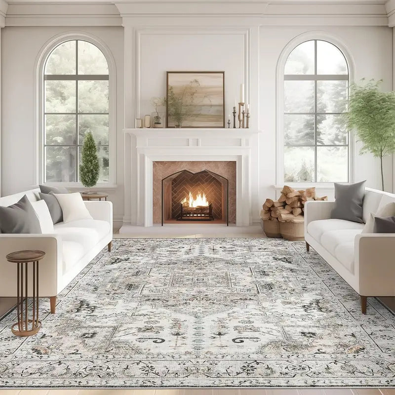 Art&Tuft Vintage Beige Washable Non-Slip Rug