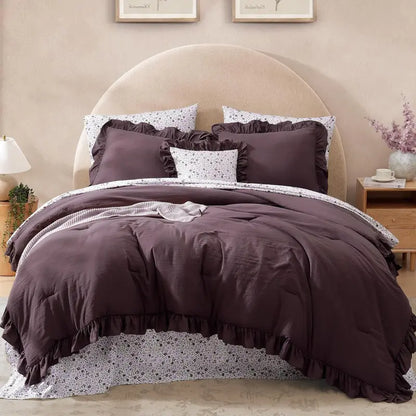 Modern Farmhouse 7Pcs Microfiber Comforter Set