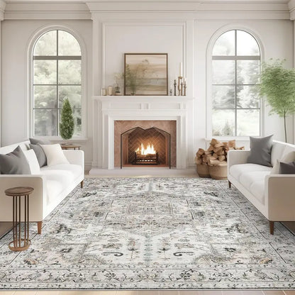 Art&Tuft Vintage Beige Washable Non-Slip Rug