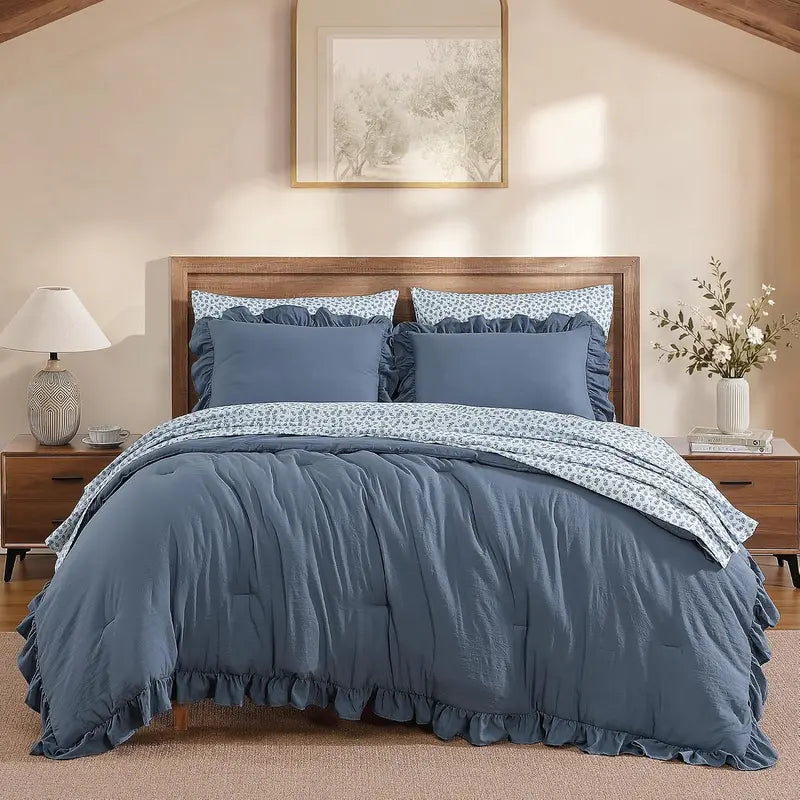 Modern Farmhouse 7Pcs Microfiber Comforter Set