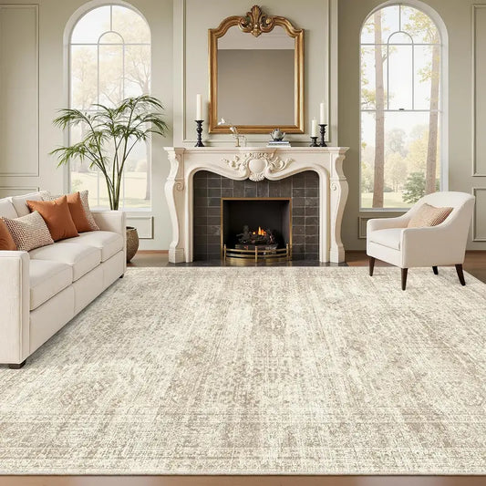 Art&Tuft Vintage Beige Washable Non-Slip Rug