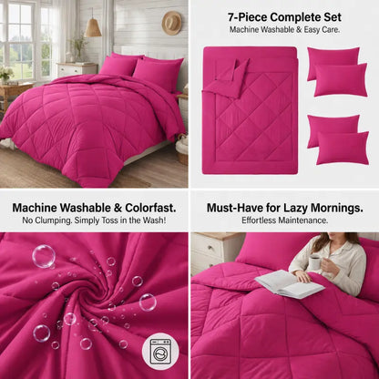 7-Piece Quilted Comforter Set Full/Queen/King