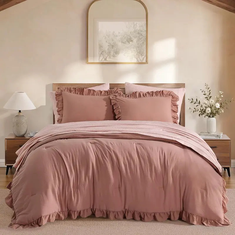 Modern Farmhouse 7Pcs Microfiber Comforter Set