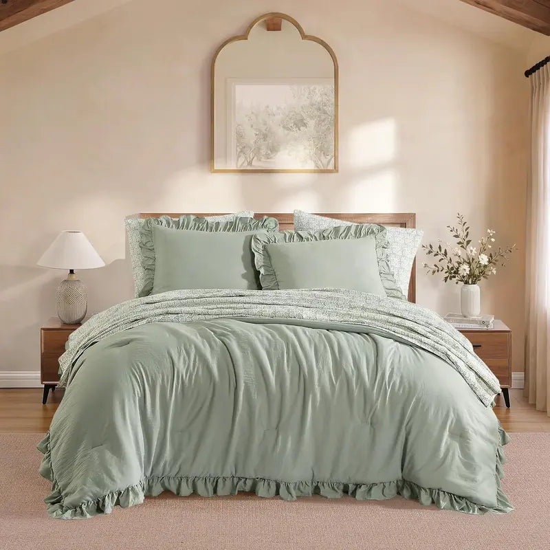 Modern Farmhouse 7Pcs Microfiber Comforter Set