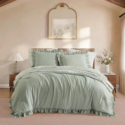 Modern Farmhouse 7Pcs Microfiber Comforter Set