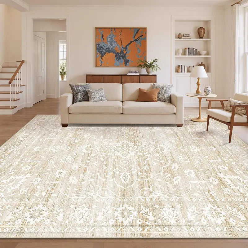Art&Tuft Vintage Beige Washable Non-Slip Rug