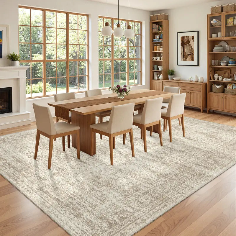 Art&Tuft Vintage Beige Washable Non-Slip Rug