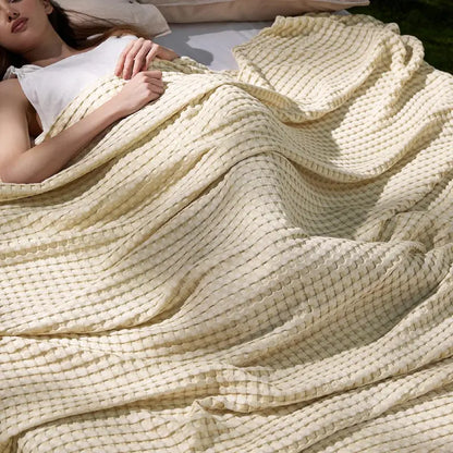 Cooling Cotton Waffle Blanket - Lightweight & Stylish