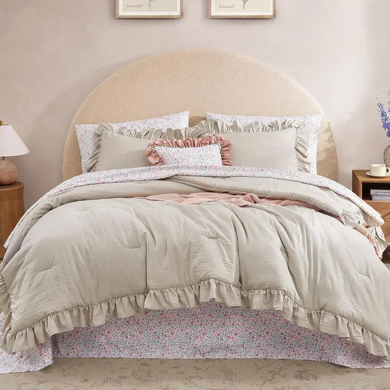 Modern Farmhouse 7Pcs Microfiber Comforter Set