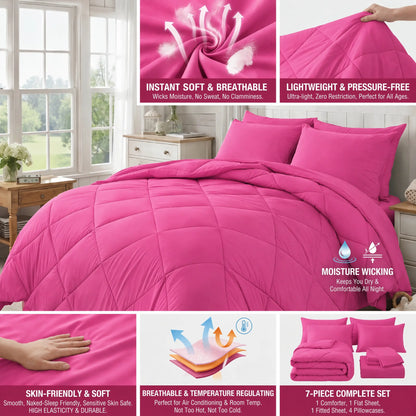 7-Piece Quilted Comforter Set Full/Queen/King