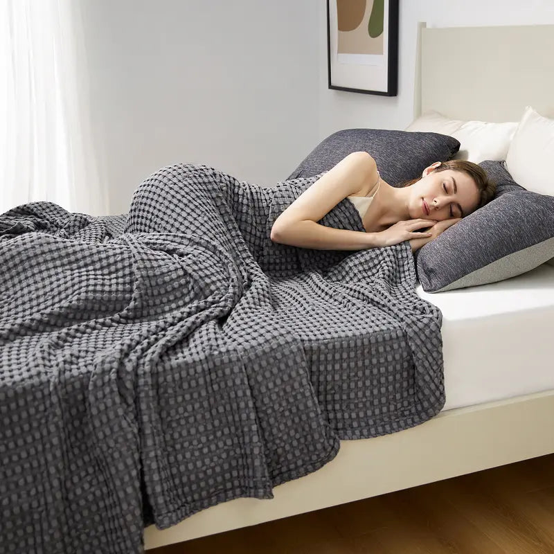 Cooling Cotton Waffle Blanket - Lightweight & Stylish