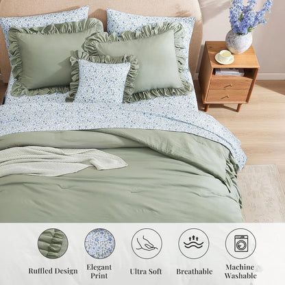Modern Farmhouse 7Pcs Microfiber Comforter Set