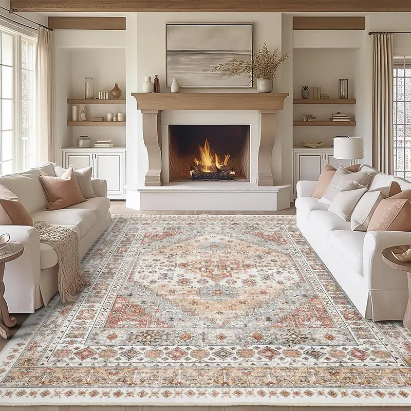 Art&Tuft Vintage Beige Washable Non-Slip Rug