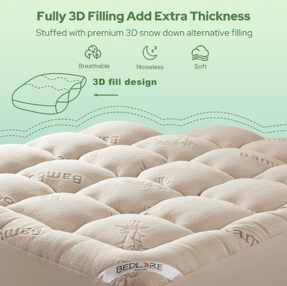 ☁️Cooling Mattress Topper for Back Pain - Extra Thick Fitted Sheet