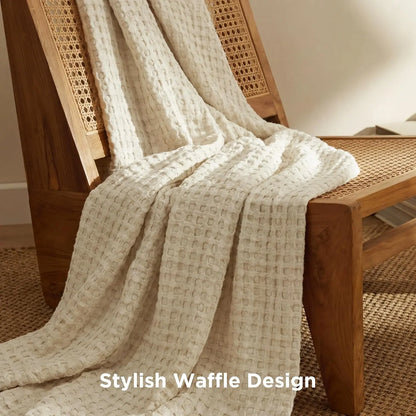 Cooling Cotton Waffle Blanket - Lightweight & Stylish