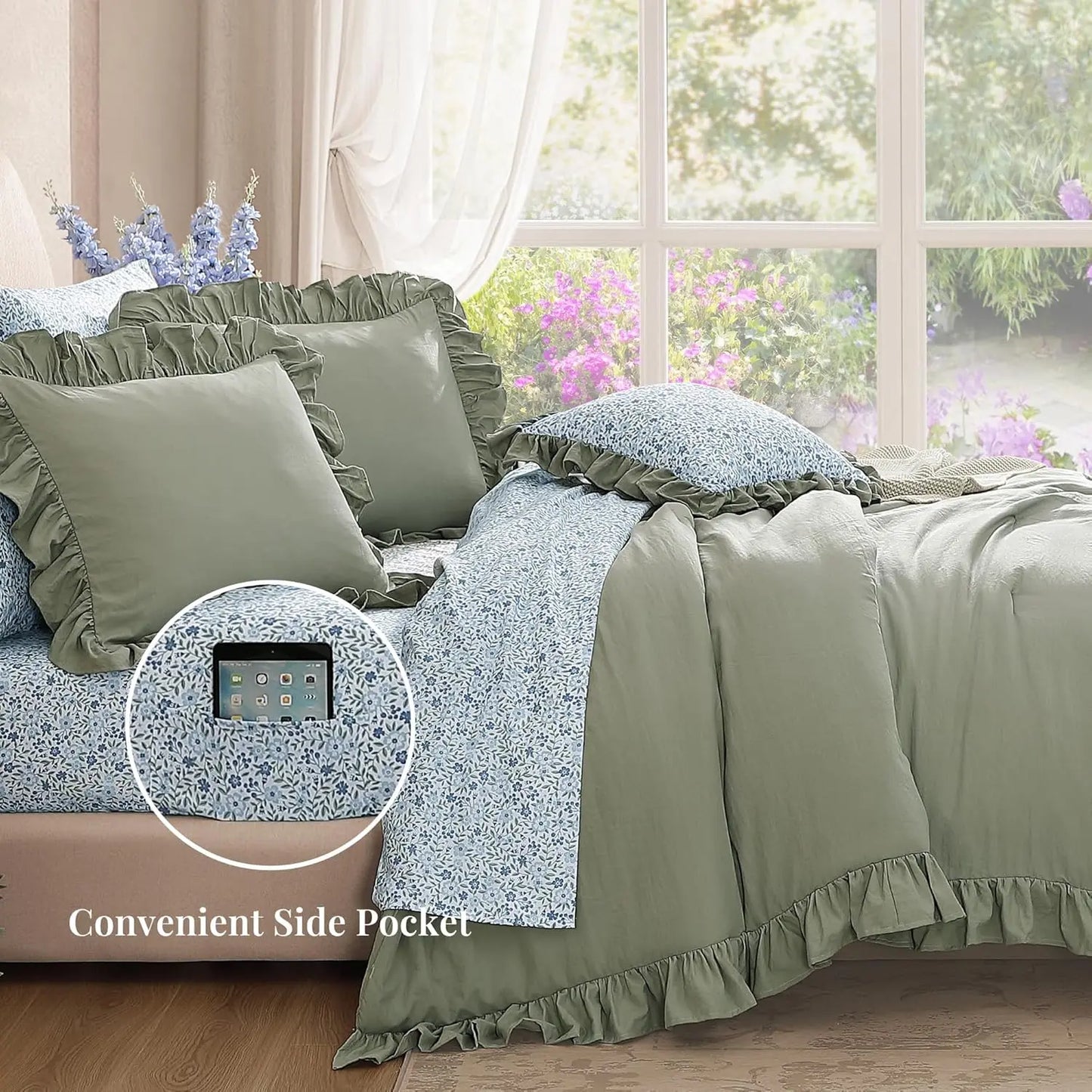 Modern Farmhouse 7Pcs Microfiber Comforter Set