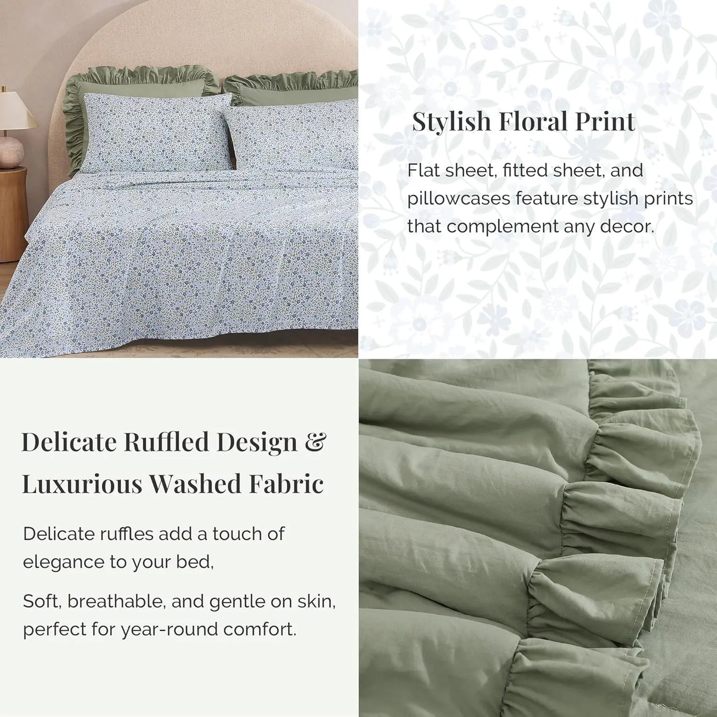 Modern Farmhouse 7Pcs Microfiber Comforter Set