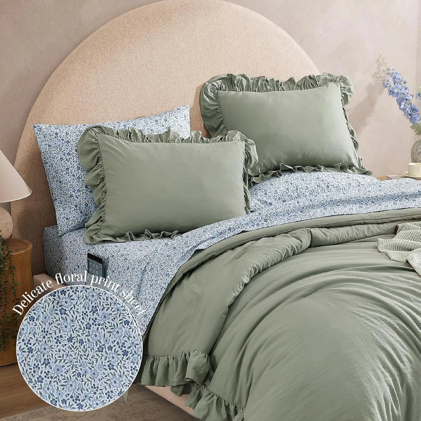 Modern Farmhouse 7Pcs Microfiber Comforter Set
